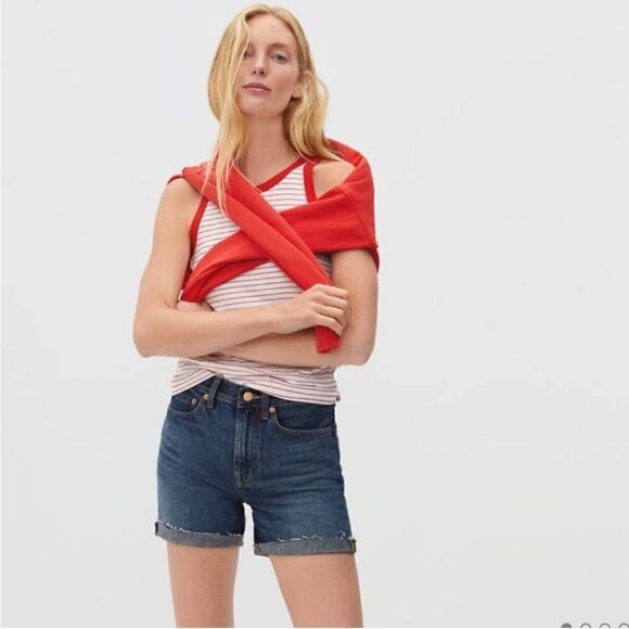 Everlane Relaxed Raw Hem Shorts in Blue - Picture 1 of 9